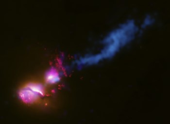 A Powerful Jet from a Supermassive Black Hole is Blasting a nearby Galaxy by Stocktrek Images art print