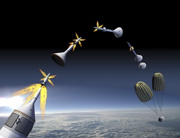 Artist&#39;s Rendering of an Emergency use System of the Launch Abort System by Stocktrek Images art print