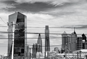 Industrial Skyline (b/w) by Erin Clark art print