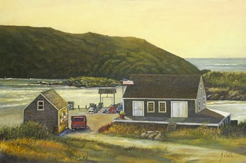 Monhegan Wharf by Jerry Cable art print