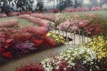 Monet&#39;s Flower Garden by Zhen-Huan Lu art print