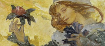 Woman with Rose by Alphonse Mucha art print