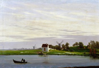 Landscape with Windmills by Caspar David Friedrich art print