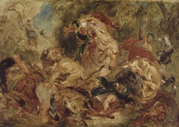 The Lion Hunt, c 1854 by Eugene Delacroix art print