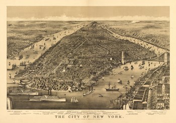 City of New York Map by Lantern Press art print