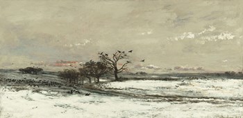 Landscape With Snow And Setting Sun, 1873 by Charles Francois Daubigny art print