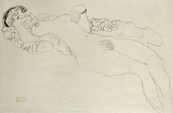 Liegender Maedchenakt Nach Links - Female Nude Turned Left, 1914-1915 by Gustav Klimt art print