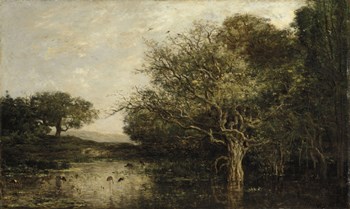 The Pond With Herons by Charles Francois Daubigny art print