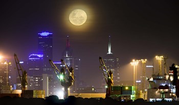 Moonrise over Melbourne, Australia by Philip Hart/Stocktrek Images art print