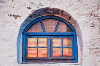 Window with sunset reflection, Mykonos, Greece by Adam Jones / Danita Delimont art print