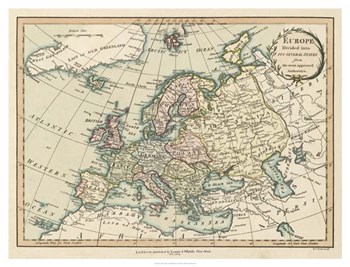 Historic Map of Europe by Laurie &amp; White art print
