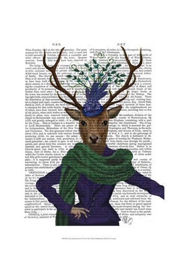 Deer and Fascinator by Fab Funky art print