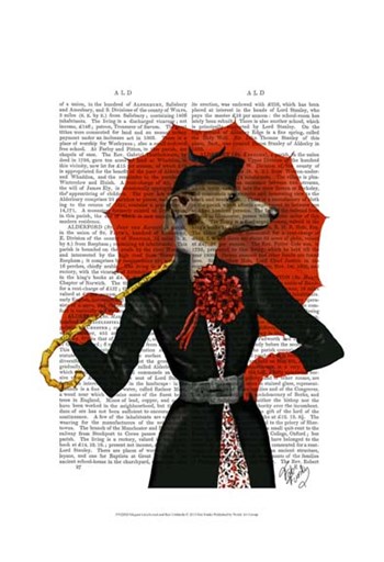 Elegant Greyhound and Red Umbrella by Fab Funky art print