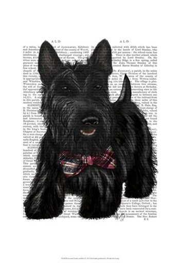 Scottish Terrier and Bow by Fab Funky art print