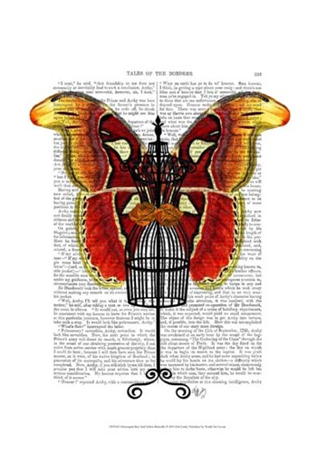 Mannequin Red And Yellow Butterfly by Fab Funky art print