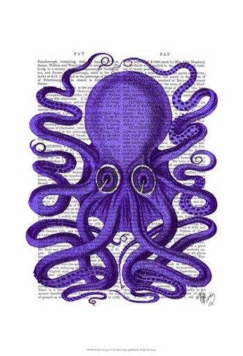 Purple Octopus by Fab Funky art print