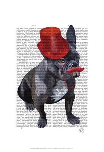 French Bulldog With Red Top Hat and Moustache by Fab Funky art print