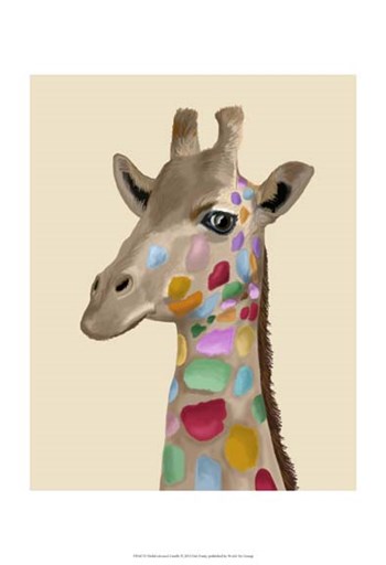 MultiColoured Giraffe by Fab Funky art print