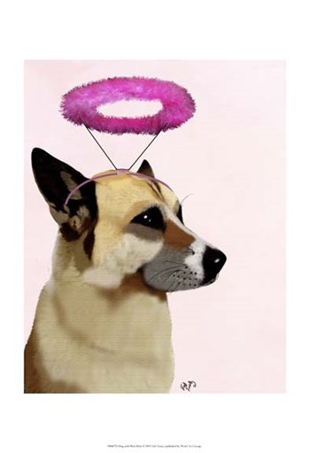 Dog with Pink Halo by Fab Funky art print