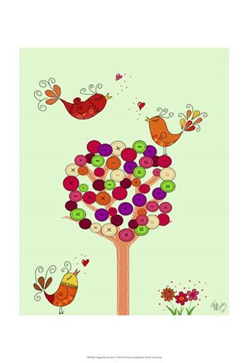 Orange Button Tree by Fab Funky art print