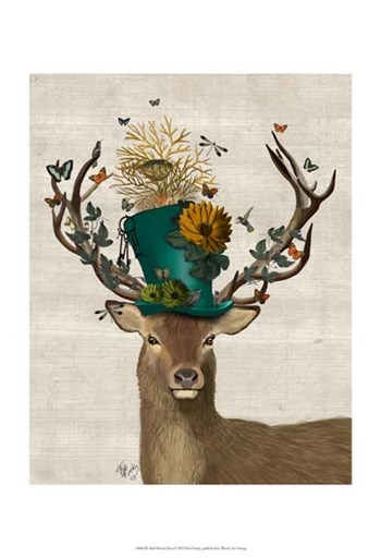 Mad Hatter Deer by Fab Funky art print