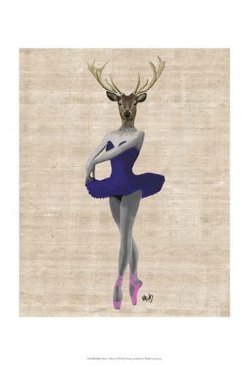 Ballet Deer in Blue II by Fab Funky art print