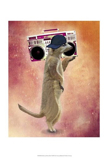 Meerkat and Boom Box by Fab Funky art print