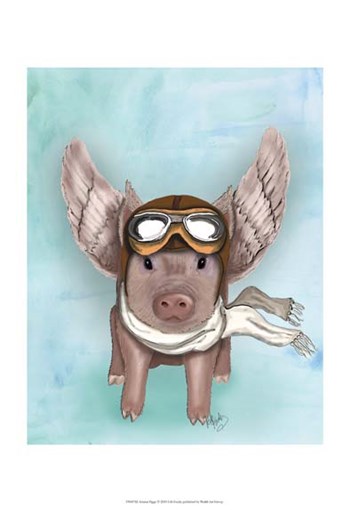 Aviator Piggy II by Fab Funky art print