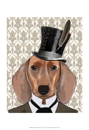 Dachshund Dog With Top Hat by Fab Funky art print