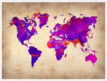 World Watercolor Map 5 by Naxart art print