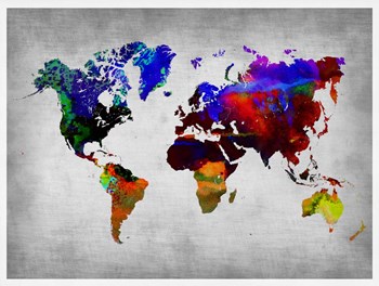 World Watercolor Map 12 by Naxart art print