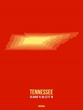 Tennessee Radiant Map 2 by Naxart art print