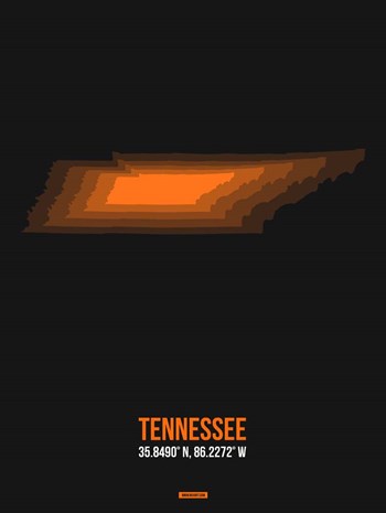 Tennessee Radiant Map 5 by Naxart art print
