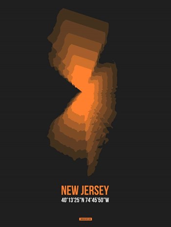New Jersey Radiant Map 5 by Naxart art print