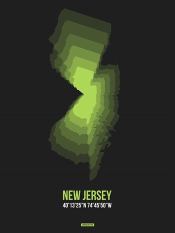New Jersey Radiant Map 6 by Naxart art print