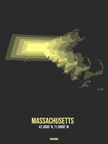 Massachusetts Radiant Map 4 by Naxart art print