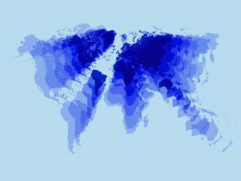 Blue Radiant  World Map by Naxart art print