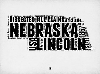 Nebraska Word Cloud 2 by Naxart art print