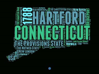 Connecticut Word Cloud 1 by Naxart art print