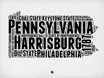 Pennsylvania Word Cloud 2 by Naxart art print