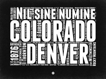 Colorado Black and White Map by Naxart art print