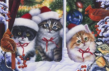 Cats In Window by Jenny Newland art print