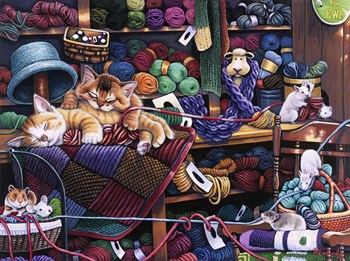 While Kittens Are Away Mice Will Play by Jenny Newland art print