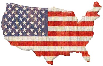 American Flag Continent Cut Out by RetroPlanet art print