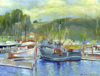 Fishing Boats On Oregon Coast 1 by Richard Wallich art print