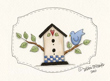 White Birdhouse by Debbie McMaster art print
