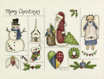 Merry Christmas Collage by Debbie McMaster art print
