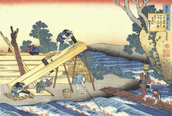 Woodworkers Sawing Wood by Katsushika Hokusai art print