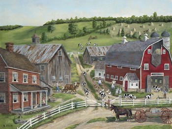Busy Barnyard by Bob Fair art print