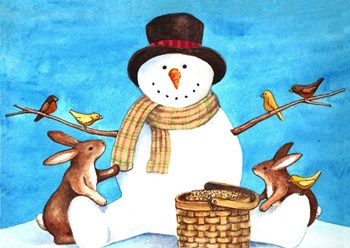 Snowman Bunnies by Melinda Hipsher art print